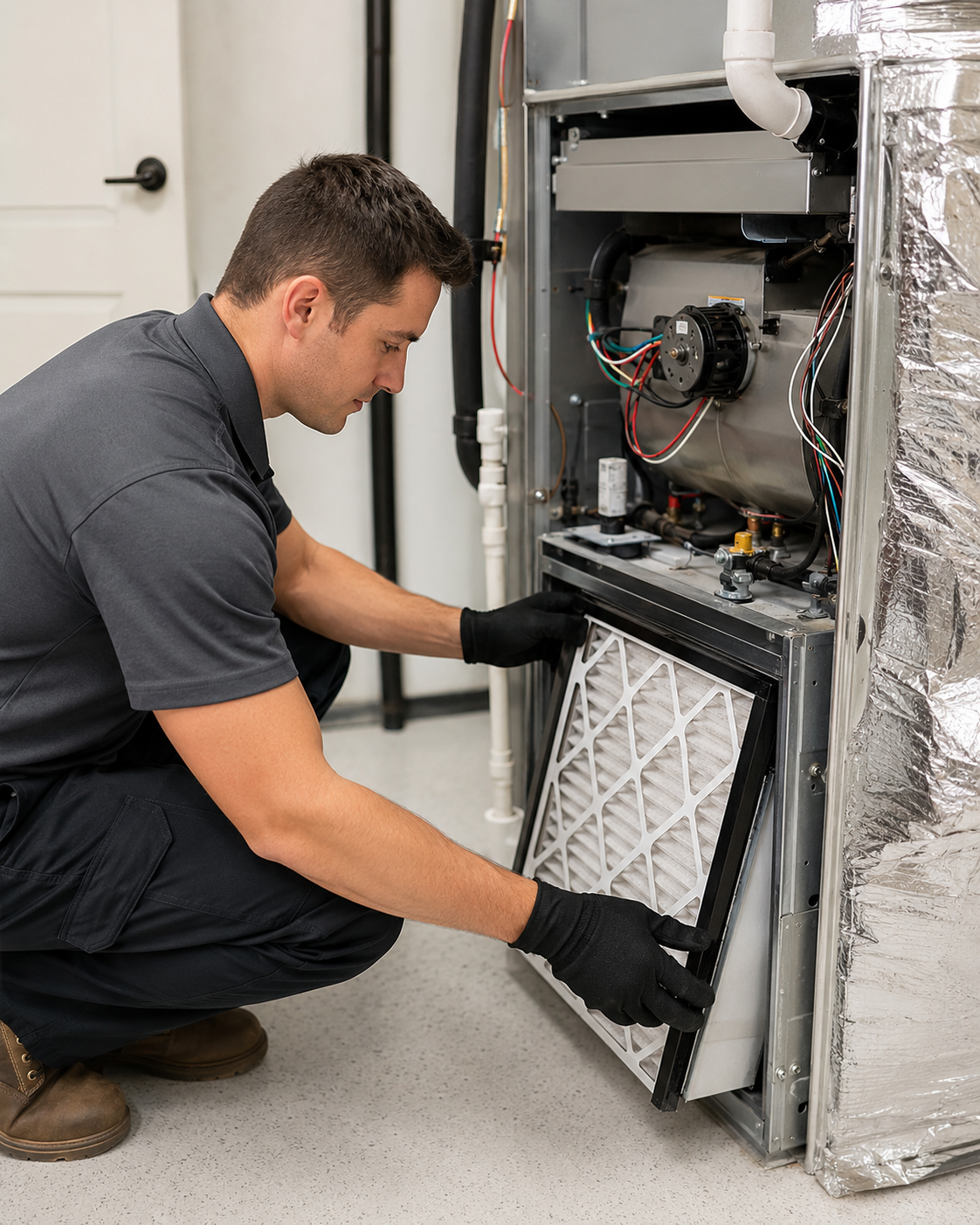 HVAC service call in progress